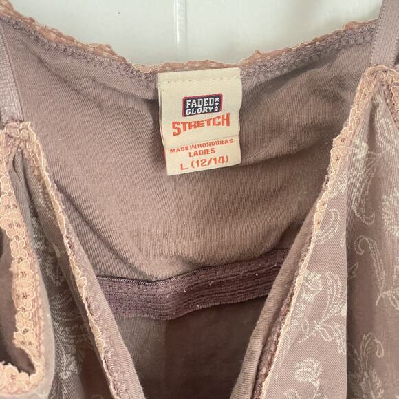 VTG Faded Glory Lace Trim Babydoll Cami L Coquette Indie Sleaze Festival Layer - Picture 4 of 7